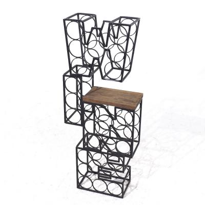 Arthur Umanoff Arthur Umanoff Mid Century Iron and Wood 16 Bottle Wine Rack