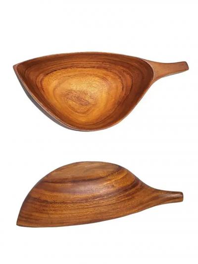 Arthur Umanoff Arthur Umanoff Midcentury Carved Wood Salad Set Bowls and Serving Utensils