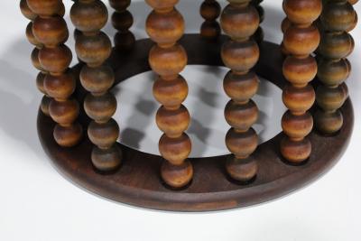 Arthur Umanoff Arthur Umanoff Style Beaded Wood Stools with New Upholstery