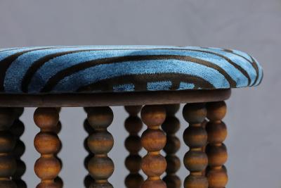 Arthur Umanoff Arthur Umanoff Style Beaded Wood Stools with New Upholstery