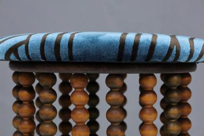 Arthur Umanoff Arthur Umanoff Style Beaded Wood Stools with New Upholstery