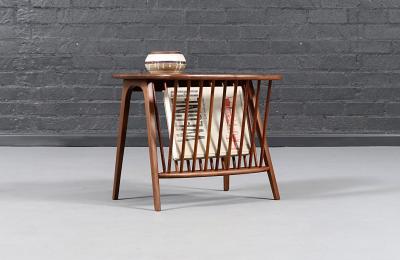 Arthur Umanoff Arthur Umanoff Vintage Spindle Side Table with Magazine Shelf