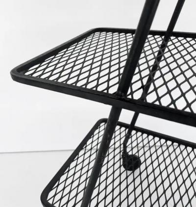 Arthur Umanoff Arthur Umanoff Wrought Iron Rolling Bar Cart Surfboard Wood Top