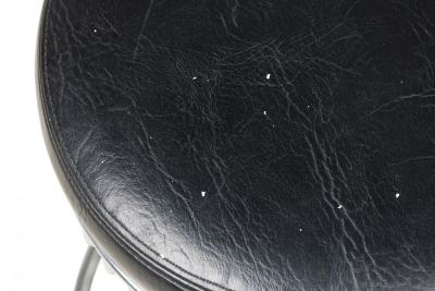 Arthur Umanoff Arthur Umanoff for Contemporary Shells Wire Pedestal Black Leather Bar Stool