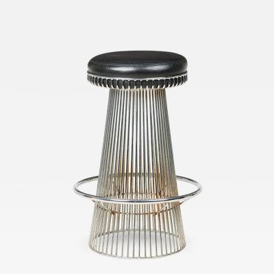 Arthur Umanoff Arthur Umanoff for Contemporary Shells Wire Pedestal Black Leather Bar Stool