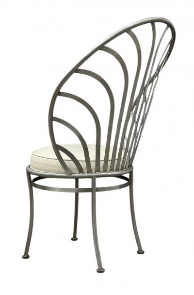 Arthur Umanoff Set of Six Stainless Postmodern Dining Chairs by Arthur Umanoff in Art Deco Form
