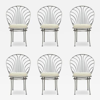 Arthur Umanoff Set of Six Stainless Postmodern Dining Chairs by Arthur Umanoff in Art Deco Form
