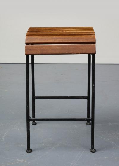 Arthur Umanoff Wood and Lacquered Black Steel Stool in the Style of Arthur Umanoff France