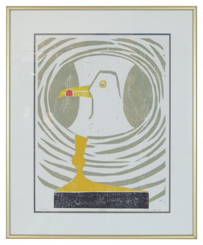 Arthur William Higgens Gull Woodblock Print
