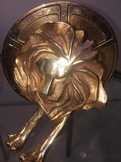 Arthus Bertrand EXCEPTIONAL GILDED BRONZE LION AND FILM REEL BOOKENDS