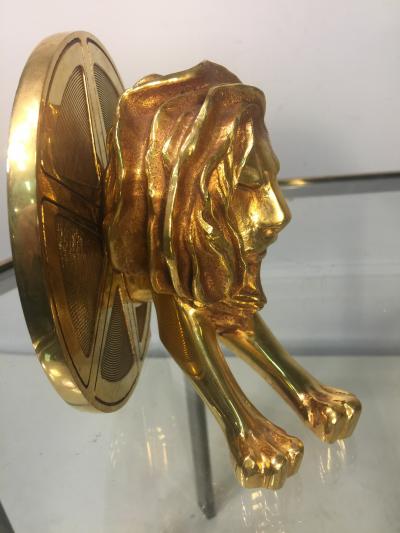 Arthus Bertrand EXCEPTIONAL GILDED BRONZE LION AND FILM REEL BOOKENDS