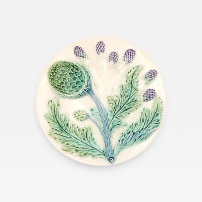 Artichoke Asparagus Plate France circa 1890 Three available