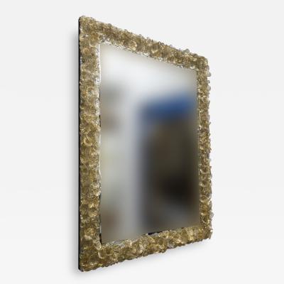 Artisan Blown Gold Floral Mirror