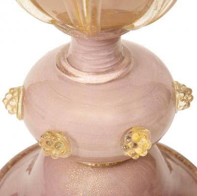 Artisan Blush Color Murano Glass Table Lamp with Avventurina 1960s