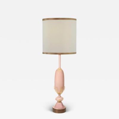Artisan Blush Color Murano Glass Table Lamp with Avventurina 1960s