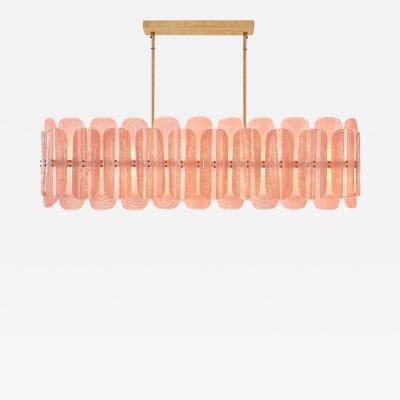 Artisan Blush Murano Glass Tile Brass Sparta Chandelier