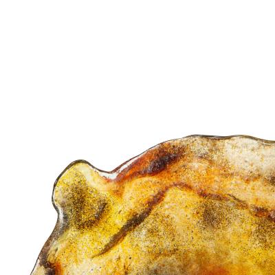 Artisan Large Brutalist Multi Color Glass Bowl 1970s