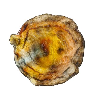 Artisan Large Brutalist Multi Color Glass Bowl 1970s