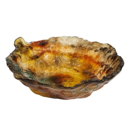 Artisan Large Brutalist Multi Color Glass Bowl 1970s