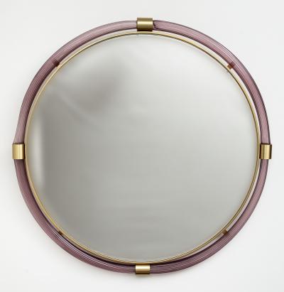 Artisan Murano Blown Gold Round Aubergine Mirror Contemporary