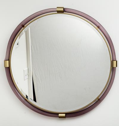 Artisan Murano Blown Gold Round Aubergine Mirror Contemporary