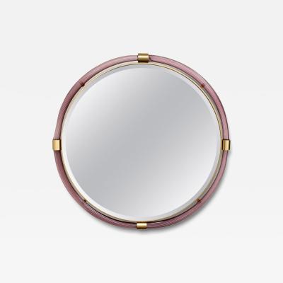 Artisan Murano Blown Gold Round Aubergine Mirror Contemporary