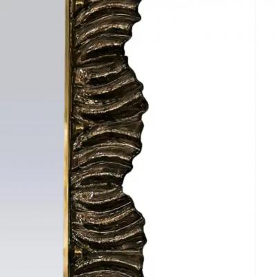 Artisan Murano Glass Leaf Mirror with Brass Adornments 2024