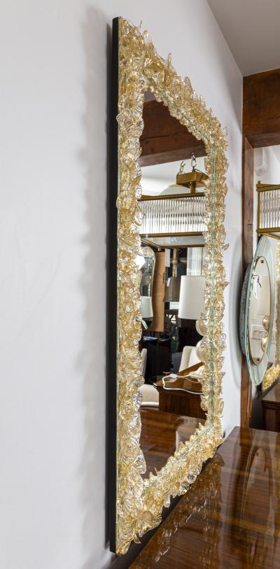 Artisan Murano Gold Blown Floral Mirror Contemporary