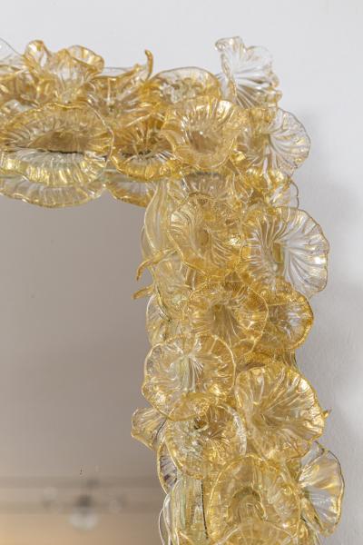 Artisan Murano Gold Blown Floral Mirror Contemporary