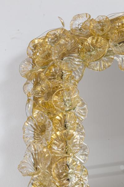 Artisan Murano Gold Blown Floral Mirror Contemporary