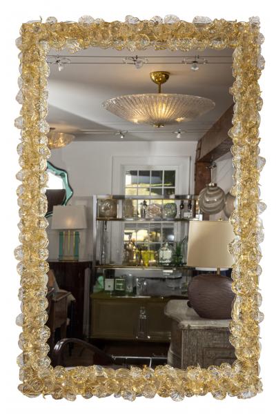 Artisan Murano Gold Blown Floral Mirror Contemporary