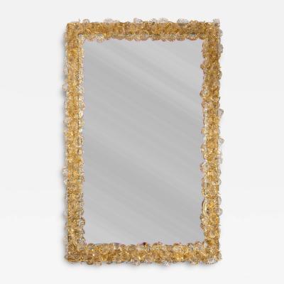 Artisan Murano Gold Blown Floral Mirror Contemporary