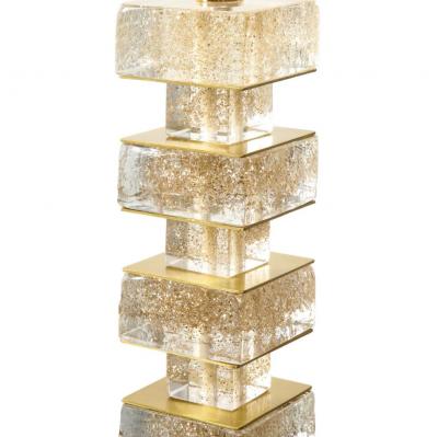 Artisan Pair of Murano Glass Cube Table Lamps