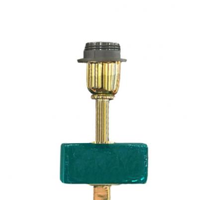 Artisan Turquoise Murano Glass Cube Brass Table Lamps