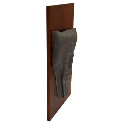 Artisan Wall Sculpture Of An Ancient Greek Man in Pewter On Wood 1950s