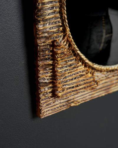Artisanal Acetate Convex Mirror with Rope Detail Europe 20th C