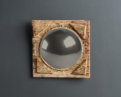 Artisanal Acetate Convex Mirror with Rope Detail Europe 20th C