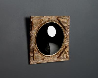 Artisanal Acetate Convex Mirror with Rope Detail Europe 20th C