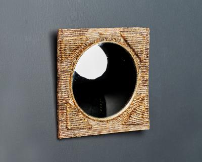Artisanal Acetate Convex Mirror with Rope Detail Europe 20th C