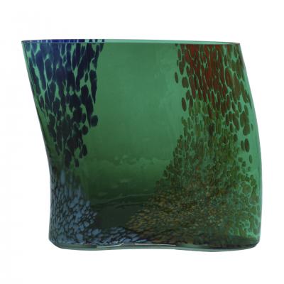 Artisanal Green Murano Glass Vase 1970s Italian Design