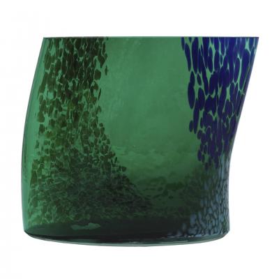 Artisanal Green Murano Glass Vase 1970s Italian Design
