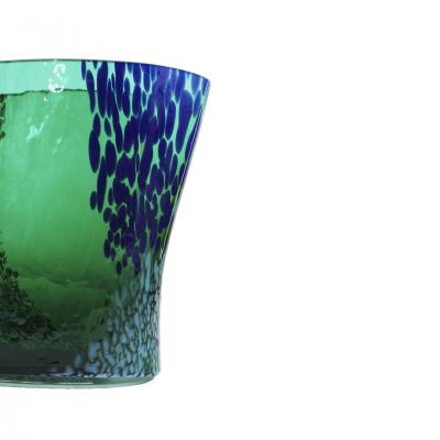 Artisanal Green Murano Glass Vase 1970s Italian Design