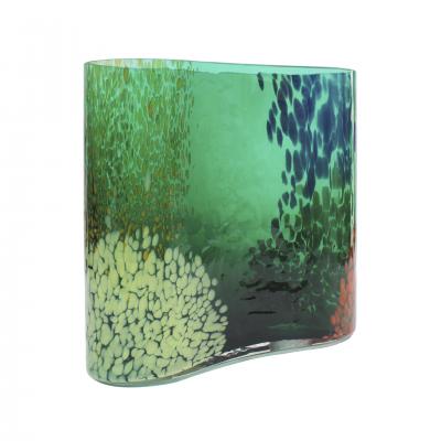 Artisanal Green Murano Glass Vase 1970s Italian Design