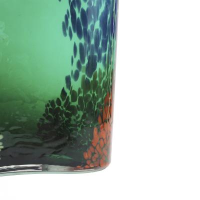 Artisanal Green Murano Glass Vase 1970s Italian Design