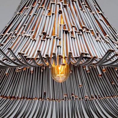 Artisanal Modern Bronze and Steel Hand Welded Pendant