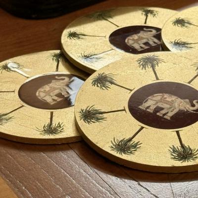 Artisanally Made MDF Lacquered Tray with Metal Gold Leaf Tablet