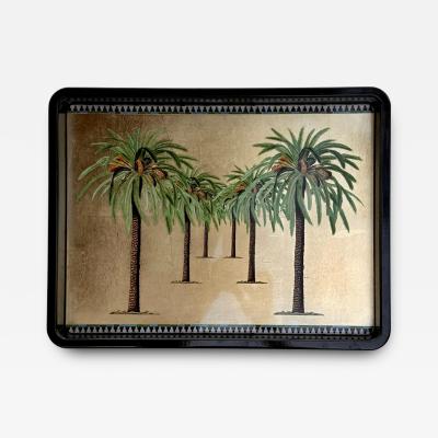 Artisanally Made MDF Lacquered Tray with Metal Gold Leaf Tablet