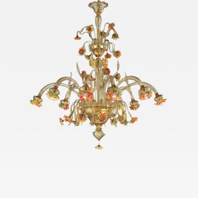 Artistic Venetian Sunflowers Murano Glass Chandelier
