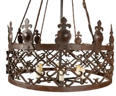 Arts And Crafts Wrought Iron Chandelier