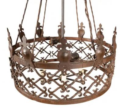Arts And Crafts Wrought Iron Chandelier